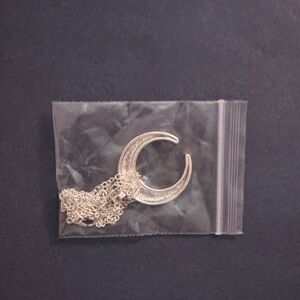 Elegant Silver-Toned Crescent Moon Necklace